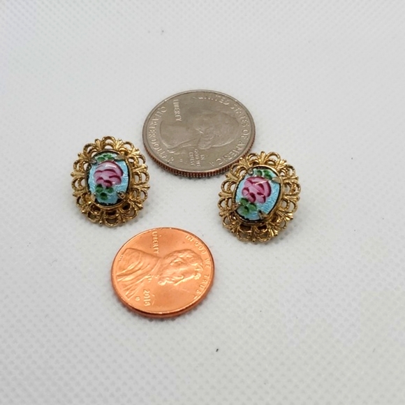Small Floral Clip-on Earrings - Picture 3 of 3
